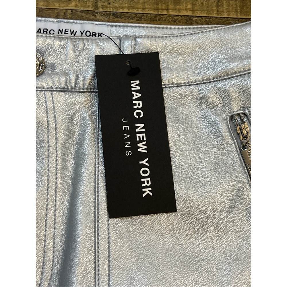 Marc New York Womens Skirt Size 2 Silver Metallic Front Zipper Pockets Mini - Picture 4 of 11